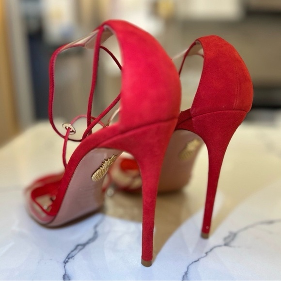 Aquazzura Elegant Red Strappy Women's Heels size 40 - Picture 5 of 6